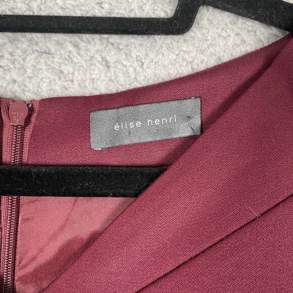 Elise Henri Dress Womens Small Wool Blend Sheath Midi 3/4 Sleeve Elegant Formal - Picture 4 of 10